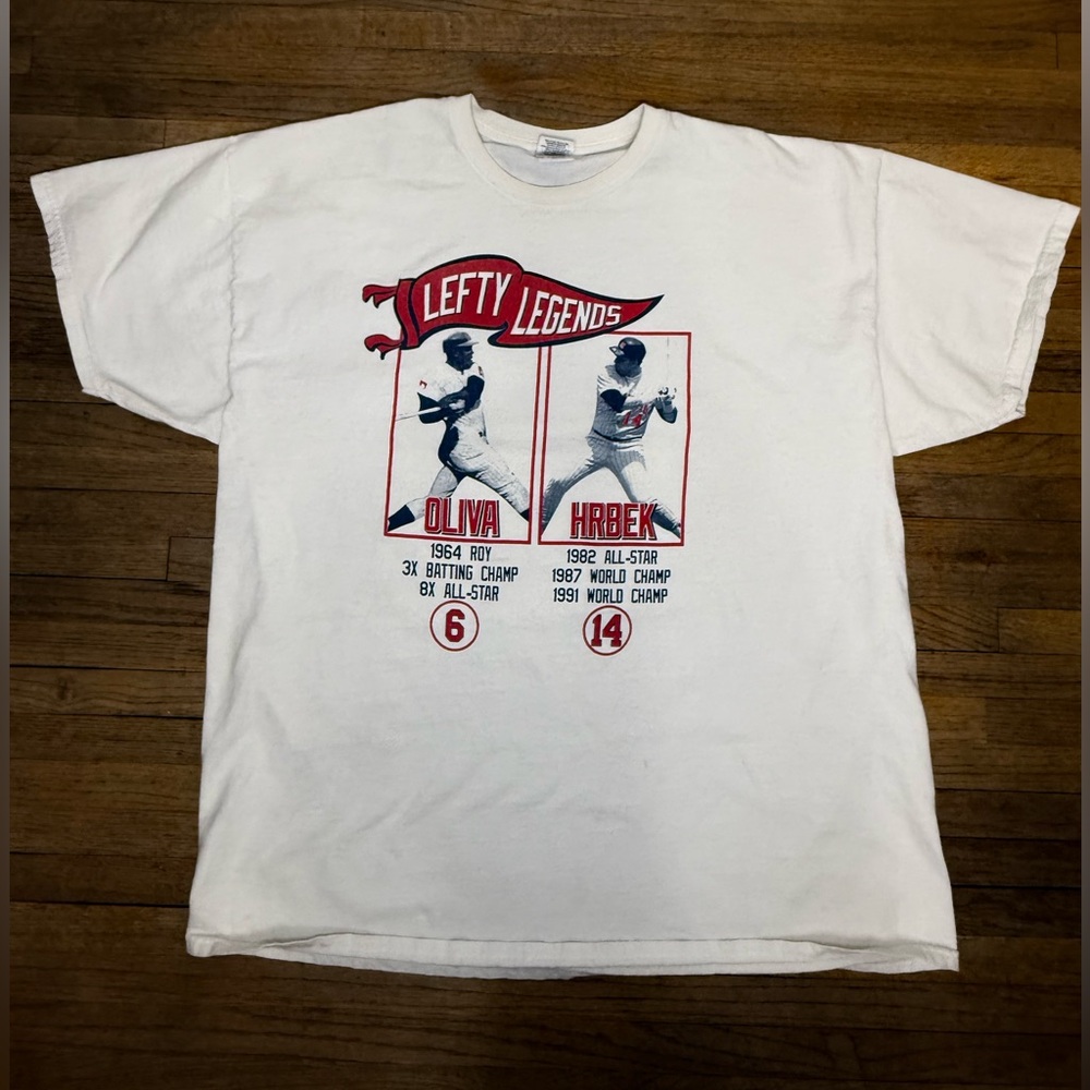 Vintage Lefty Legends Oliva Hrbek Twins Tee 2XL Single Stitch